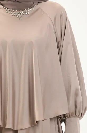 Satin Abendkleid mit Steinen 6051-01 Nerz 6051-01