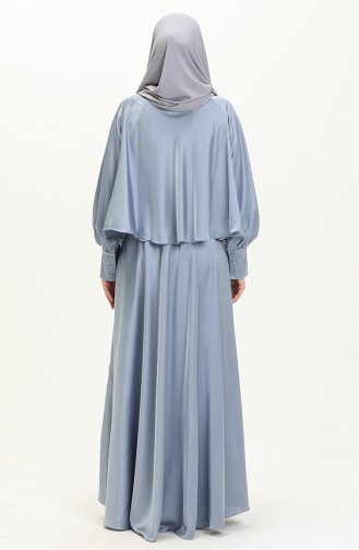 Satin Abendkleid mit Steinen 6051-02 Blau 6051-02
