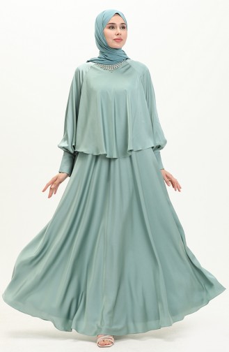 Stone Satin Evening Dress 6051-04 Mint Green 6051-04