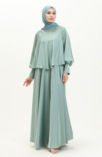 Satin Abendkleid mit Steinen 6051-04 Mintgrün 6051-04