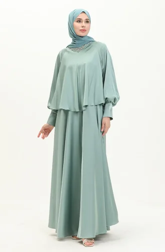 Satin Abendkleid mit Steinen 6051-04 Mintgrün 6051-04