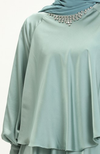 Satin Abendkleid mit Steinen 6051-04 Mintgrün 6051-04