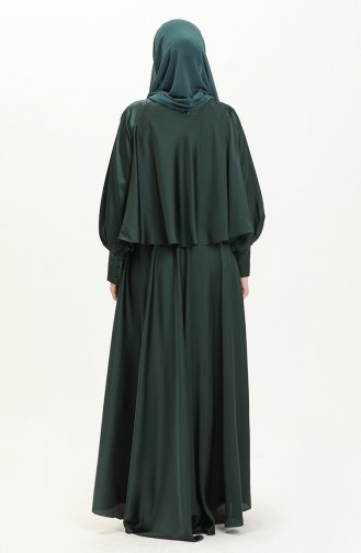 Satin Abendkleid mit Steinen 6051-05 Smaragdgrün 6051-05