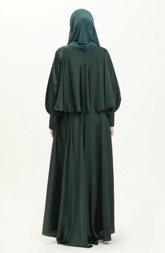 Satin Abendkleid mit Steinen 6051-05 Smaragdgrün 6051-05