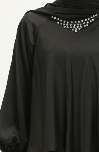 Robe de Soirée en Satin 6051-06 Noir 6051-06