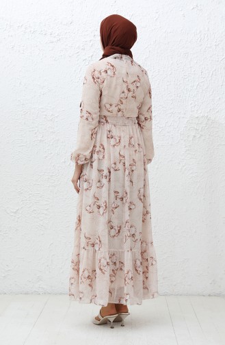 Printed Chiffon Dress 91815-05 Cream Tan 91815-05