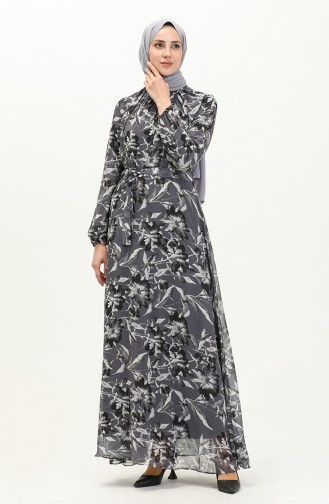 Printed Chiffon Dress 91821-02 Smoke Colored 91821-02