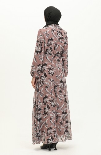 Printed Chiffon Dress 91821-03 Mink 91821-03