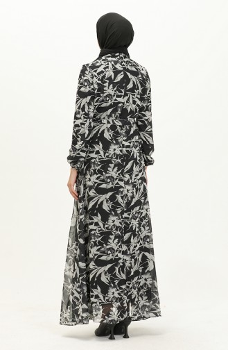 Printed Chiffon Dress 91821-04 Black 91821-04