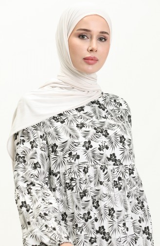 Gerafftes Kleid 1852A-02 Schwarz Weiß 1852A-02