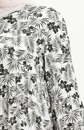 Gerafftes Kleid 1852A-02 Schwarz Weiß 1852A-02