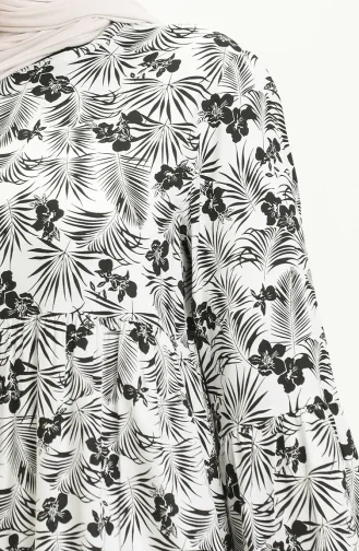 Gerafftes Kleid 1852A-02 Schwarz Weiß 1852A-02