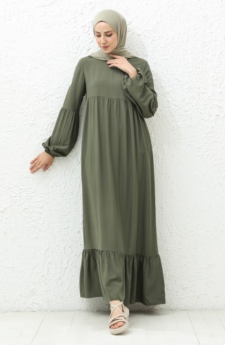 Gerafftes Kleid 1866A-01 Khaki 1866A-01