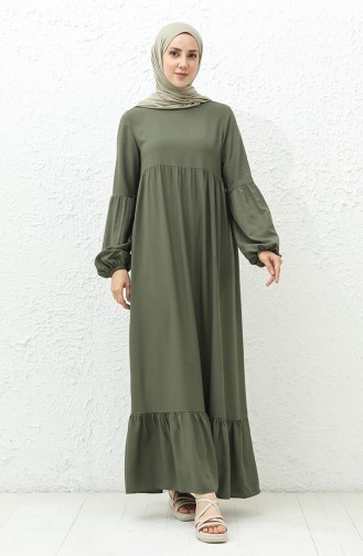 Pleated Dress 1866A-01 Khaki 1866A-01