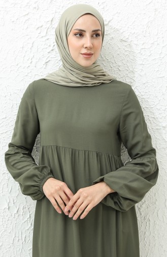 Pleated Dress 1866A-01 Khaki 1866A-01