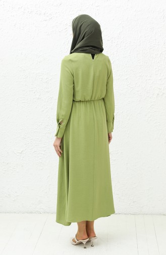 Aerobin Stoff geraffte Kleid 40200-08 Pistazie Grün 40200-08