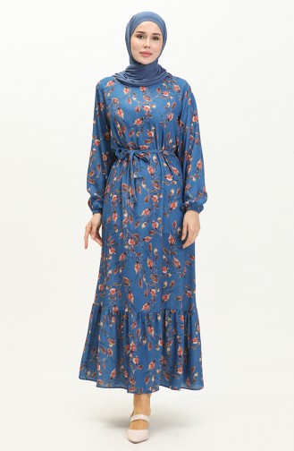 Robe à Motifs Grande Taille 0003-01 İndigo 0003-01