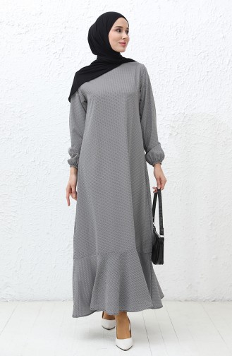 فستان مطاط الأكمام 0007-01 أسود أبيض 0007-01