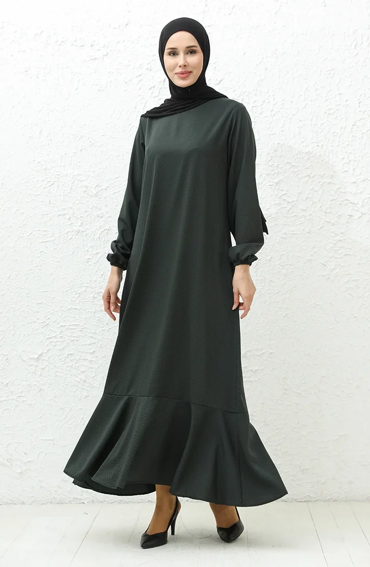 Robe Jupe A Volants 0007-03 Vert Foncé 0007-03