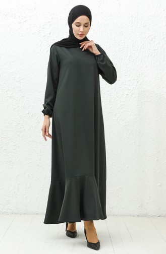 Ruffled Skirt Dress 0007-03 Dark Green 0007-03