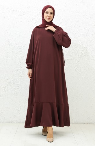 فستان مطاط الأكمام 0007A-01 أحمر غامق  0007A-01