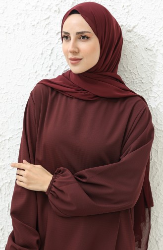 Claret red İslamitische Jurk 0007A-01