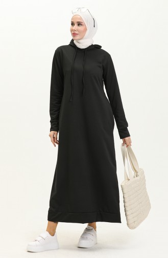 Two Thread Hooded Sports Dress 0190-09 Black 0190-09