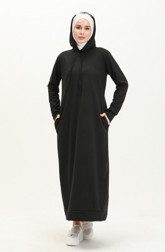 Two Thread Hooded Sports Dress 0190-09 Black 0190-09