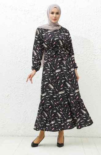 Two Yarn Printed Dress 0009-01 Black 0009-01