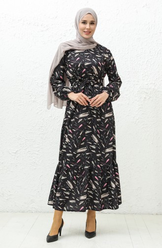 Two Yarn Printed Dress 0009-01 Black 0009-01