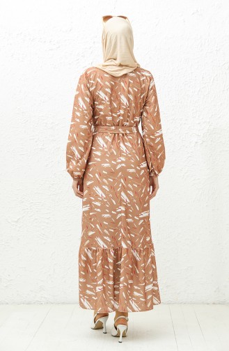 Two Yarn Printed Dress 0009-02 Tan 0009-02