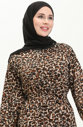 Kleid mit Leopardenmuster 0010-01 Schwarz Braun 0010-01