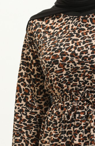 Two Yarn Leopard Print Dress 0010-01 Black Brown 0010-01