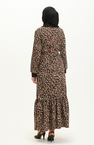 Kleid mit Leopardenmuster 0010-01 Schwarz Braun 0010-01