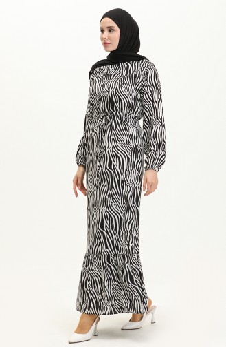 Viscose Zebra Printed Dress 0018-01 Black And white 0018-01