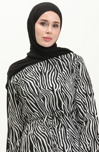 Viscose Zebra Printed Dress 0018-01 Black And white 0018-01