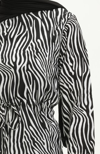 Viskose Kleid mit Zebramuster 0018-01 Schwarz Weiß 0018-01