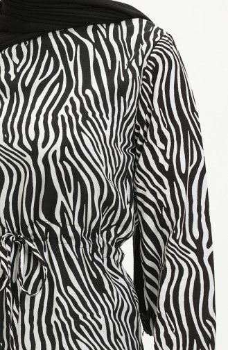 Viscose Zebra Printed Dress 0018-01 Black And white 0018-01