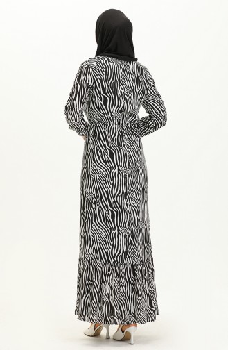 Viscose Zebra Printed Dress 0018-01 Black And white 0018-01