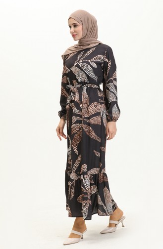 Shirred Belted Dress 0025-01 Black 0025-01
