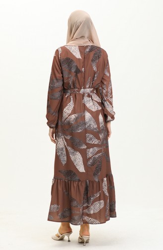 Pleated Hem Belted Dress 0025-03 Brown 0025-03