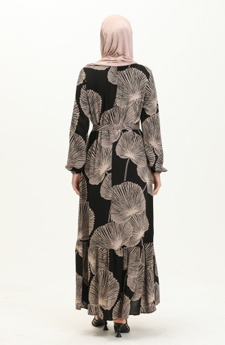 Printed Viscose Dress 0028-02 Black Mink 0028-02