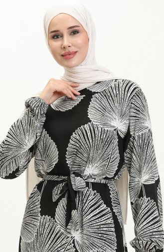 Printed Viscose Dress 0028-05 Black and White 0028-05