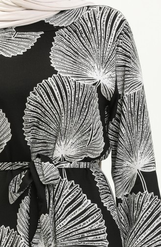 Robe Viscose à Motifs 0028-05 Noir Blanc 0028-05