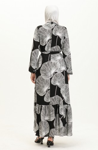 Printed Viscose Dress 0028-05 Black and White 0028-05