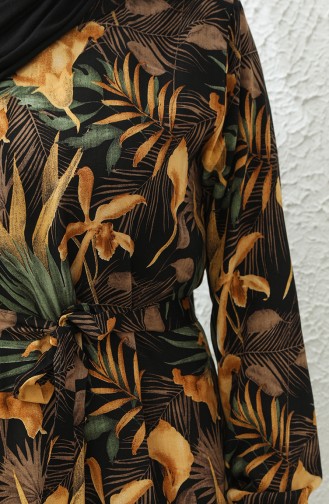 Printed Viscose Dress 0029-03 Mustard Green 0029-03