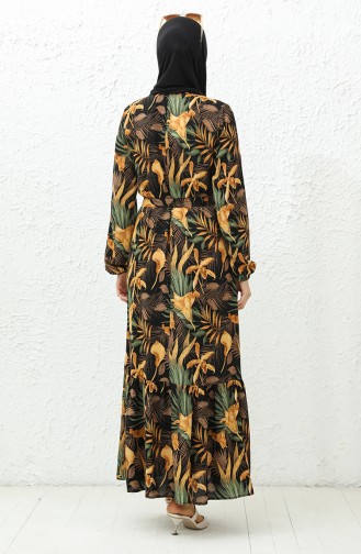 Printed Viscose Dress 0029-03 Mustard Green 0029-03
