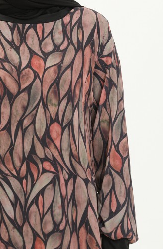 Gemustertes Chiffonkleid 0032-01 Schwarz 0032-01