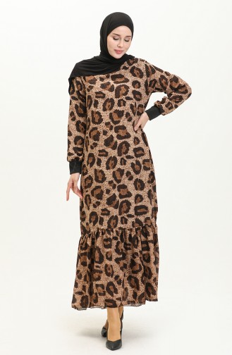 Printed Dress 0033-01 Black Brown 0033-01