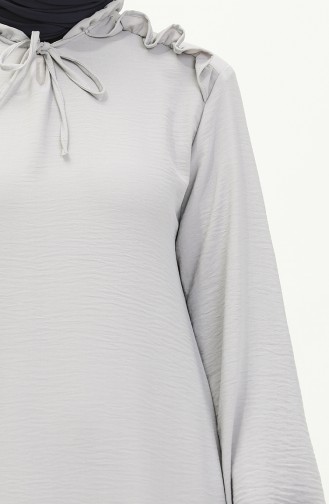 Aerobin Stoff Schulter Ruffle Kleid 0038-03 Grau 0038-03